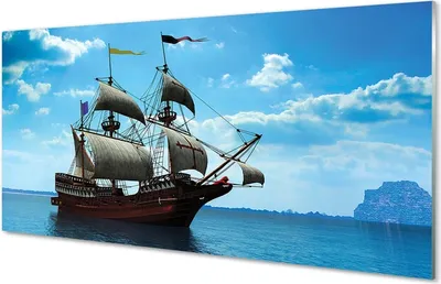 Produktbild von Acrylgemälde Schiff Himmel Wolken Meer 140x70 cm