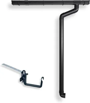 Image de Kit complet de gouttière - Gouttière RG70 - Évacuation d'eau de toiture - PVC résistant - Jusqu'à 350 cm - Gris