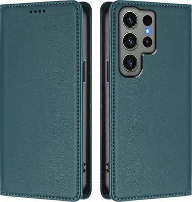 Image de Etui en cuir pour Samsung Galaxy S23 Ultra, étui magnétique en cuirPolyuréthaneavec support Vert