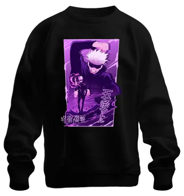 Produktbild von Gojo Satoru Jujutsu Kaisen weißes Haar Anime Ästhetik Sweatshirt Pullover, Schwarz, S