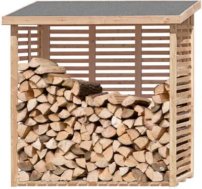 Produktbild von Kaminholzregal Hylla aus Lärchenholz 200 x 75 x 200 cm mit Rückwand für 2m³ Brennholz