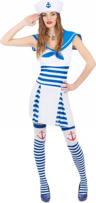 Produktbild von Matrosenkostüm mit gestreiftem Kleid für Damen Small