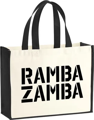Produktbild von Huuraa Jutetasche Rambazamba Schriftzug 21 Liter Black Jute und Baumwolle Einkaufstasche Geschenkidee