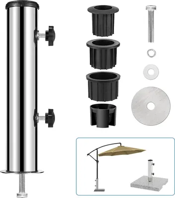 Produktbild von Edelstahl-Sonnenschirmständer - für Garten und Balkon - verstellbarer Knopf