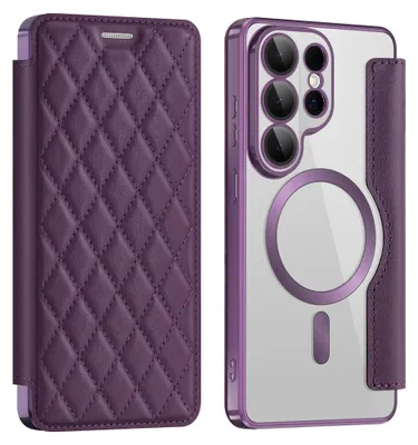 Image de Coque de téléphone portable MagSafe pour Samsung Galaxy S26 Ultra 5G Protection RFID Rhombus Violet