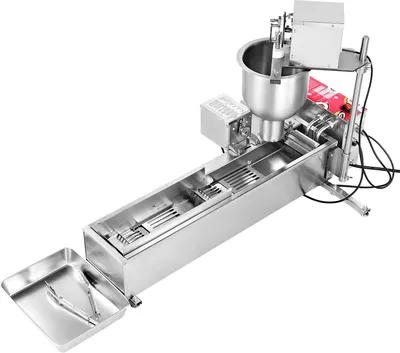 Produktbild von SucceBuy Automatische kommerzielle Donut-Maschine aus Edelstahl, einreihige Produktionsausrüstung (90 Stück/Stunde) mit 3 Formgrößen für Bäckereien, Restaurants und Cafés