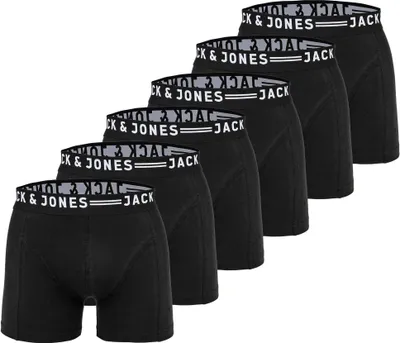 Produktbild von JACK&JONES Herren Boxer Shorts, 6er Pack - SENSE TRUNKS, Baumwoll-Stretch Schwarz S