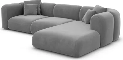 Produktbild von Samtstoff L-Form Sofa Belio Dunkelgrau Rechts