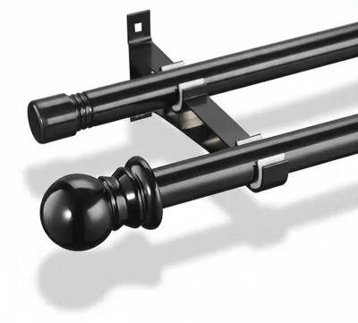 Imagen del producto de InAndOutdoorMatch - Barra doble para cortinas - Extensible - Negra, Imagen generada por IA