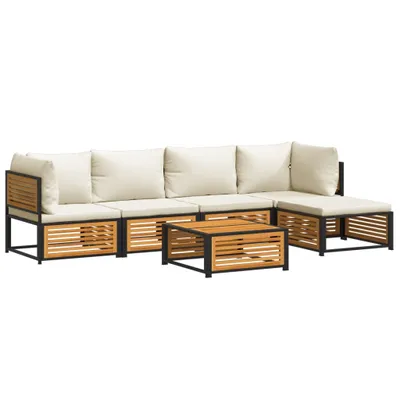 Image de vidaXL Ensemble de 6 canapés de jardin avec coussins en bois massif d'acacia