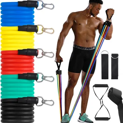 Produktbild von Fitnessband, Resistance Bands,11 Stück Fitnessband Widerstandsbänder Set,krafttraining mit Griffen, Türanker, Fußschlaufen