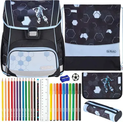Produktbild von Herlitz Schulranzen Set Loop Plus Cyber Soccer 10-teilig gefüllt
