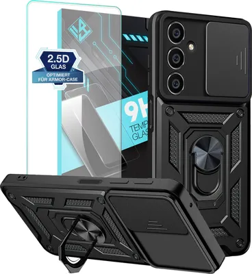 Produktbild von Armor Handyhülle für Samsung Galaxy A05s mit 9H Displayglas Displayschutz Kameraschutz Handy Panzer Case Cover Schutzhülle Outdoor Farbe: Schwarz