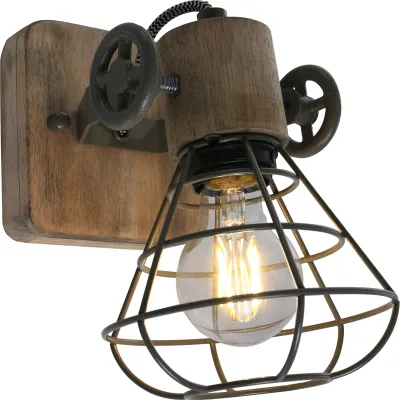 Image de Anne Lighting - spot - Guersey - vert - bois métal - spot en saillie - E27 - 1578G