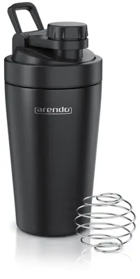 Produktbild von Arendo Protein Shaker Edelstahl, Eiweißshaker 500 ml, verschließbar, bruchfest, BPA-frei, Edelstahl, auslaufsicher, spülmaschinengeeignet, mit Tragegriff und Mixball, schwarz