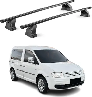 Image de Barres de toit transversales acier pour VW Caddy 2003-2015 75 kg Noir 2Pcs