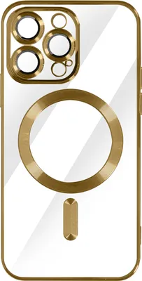 Produktbild von Avizar, MagSafe Silikonhülle mit Kameraschutz und Chromumrandung für Apple iPhone 14 Pro Max, Gold