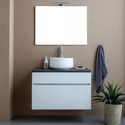 Immagine prodotto di Mobile bagno sottolavabo 80cm sospeso moderno bianco e antracite | Sole