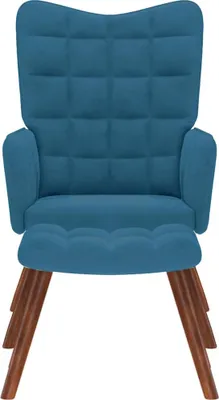 Produktbild von Möbel Fernseh- & Relaxsessel - Blau - CLORIS Relaxsessel mit Hocker Blau Samt,10.8 Kg - 385576