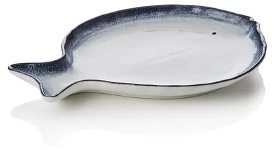 Produktbild von 6x Fischteller Set, weiß blau, 35 x 26 x 3 cm, Porzellan