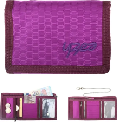 Produktbild von Börse Mädchen Geldbörse Portemonnaie Yzea Wallet Klettbörse mit Kette und Karabiner  Geldbeutel Violett Lila VIOLA +s