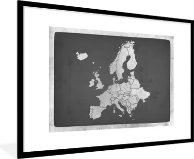 Produktbild von MuchoWow® Gerahmtes Poster Vintage Eurocard - schwarz und weiß 90x60 cm - Poster mit Schwarzem Bilderrahmen Wandposter Rahmen Foto Bilder - Wanddekoration - Fotos