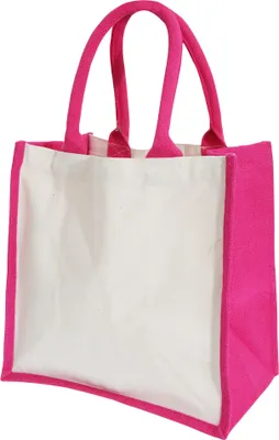 Produktbild von Westford Mill Midi Jute-Tasche / Shopper / Einkaufstasche, 14 Liter (2 Stück/Packung) BC4534 (Einheitsgröße) (Fuchsia)