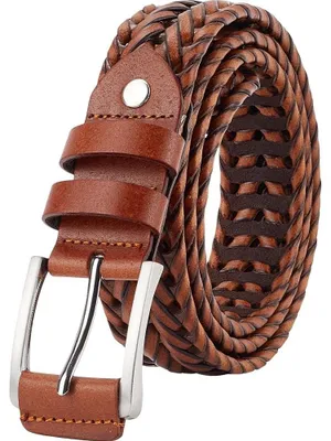 Immagine prodotto di Cintura in pelle intrecciata - Cintura casual da uomo - Resistente e confortevole - Nera - Cintura regolabile - Perfetta per jeans e pantaloni