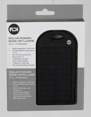 Produktbild von 12x Solar Powerbank 4000mAh Schwarz Akku Aufladegerät Handy Smartphones Tablet