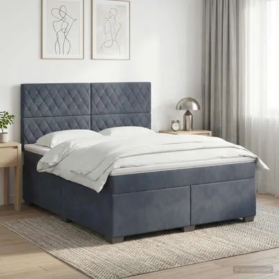 Immagine prodotto di Maison Exclusive - Letto boxspring con materasso grigio scuro 160 x 200 cm velluto
