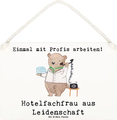 Produktbild von Mr. & Mrs. Panda holzbild Hotelfachfrau Leidenschaft DIN A6 - Weiß - Geschenk, Lustig, Hotelkauffrau, Schild, Spruch, Wandbild Holz, Ausbildung, Dekoschild, Holzschild