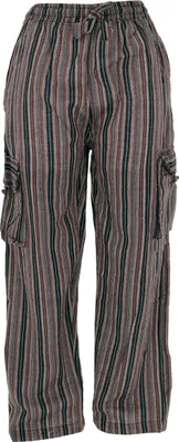 Produktbild von Gestreifte Yogahose, Uni Baumwoll-Goa-Hose - Schwarz/braun, Herren, Baumwolle, Größe: S