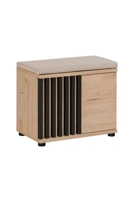 Produktbild von Sitzschuhregal mit Sitz FLORENCIA - Hickory Jackson / Schwarz / Beige