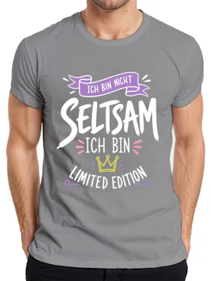 Immagine prodotto di Sono una maglietta da uomo, modello "Limited Edition Statement", con scritta sarcastica, colore grigio, taglia S