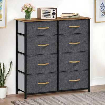 Produktbild von BALCONERA Schubladenschränke, Kommode , Schrank mit 8 Schubladen aus Stoff, Modernen Stil, Stabiler Metallrahmen, Flur, Dunkelgrau