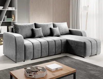 Produktbild von Easy4You Ecksofa Pufetto Grau L-Form – 245x86x147 cm - Schlafsofa mit Bettkasten und Schlaffunktion - Eckcouch mit Stauraum – Stoff Manila 16