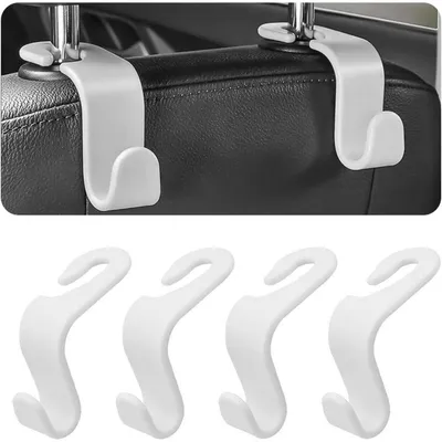 Produktbild von Autohaken Kopfstütze 4 Stück Weiß für Taschen & Einkaufstaschen