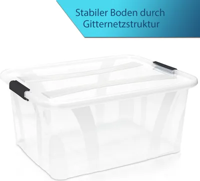 Produktbild von BigDean 2er Set Aufbewahrungsbox mit Deckel transparent - 14L + Clipverschluss - Stapelbox Ordnungsbox Clipbox Lagerbox Box mit Deckel Storage Boxes