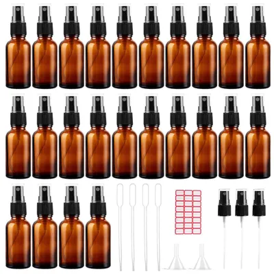 Image de Lot de 24 flacons vaporisateurs en verre brun, contenance de 30 ml