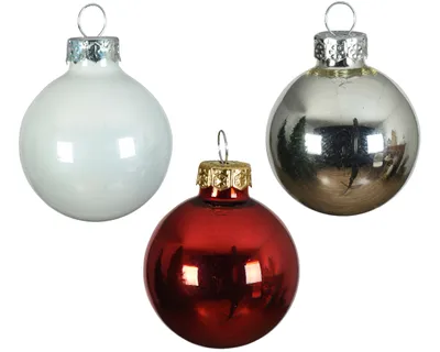 Produktbild von Weihnachtskugeln Glas 3,5cm 16 Stück - Rot / Weiß / Silber Mix