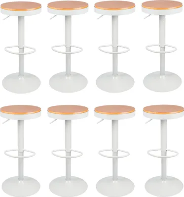 Produktbild von 8er Set Barhocker Sitzfläche aus holz Barstuhl Tresenhocker Küchenstühle Weiß
