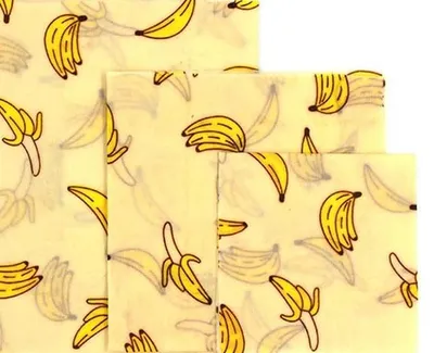 Productafbeelding van Herbruikbaar bijenwasdoek - Bananenpatroon - 35,5 x 33 cm