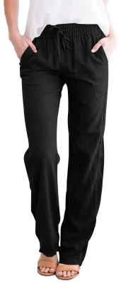 Produktbild von Tincini Leinenhose Damen Hose Sommer Musselin Leinen Hosen Stoffhose Einfarbig F