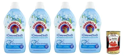 Produktbild von Chanteclair I Concentrati - Konzentrierter Weichspüler, Duft nach Meersalz und Lotusblume, für weiche und duftende Kleidung – 57 Wäschen 4x 1140ml & Italian Gourmet polpa 400g