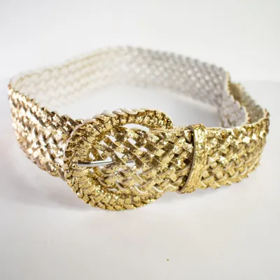 Immagine prodotto di Cintura da donna, intrecciata, lucida, 110 cm, con paillettes, color oro