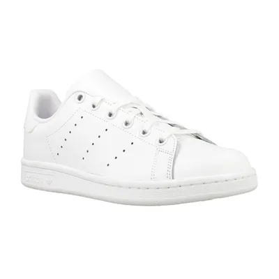 Produktbild von Adidas Stan Smith J Jugend Leder Schnürung Turnschuhe In Schwarz – 4 UK / Weiß