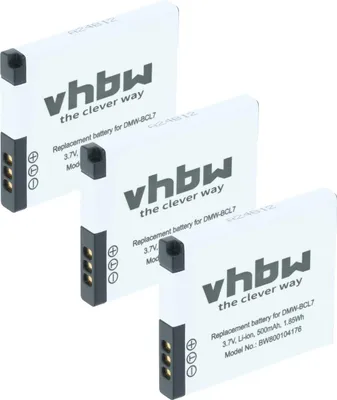Produktbild von vhbw 3x Akku Ersatz für Panasonic DMW-BCL7, DMW-BCL7E für Kamera (500 mAh, 3,6 V, Li-Ion)