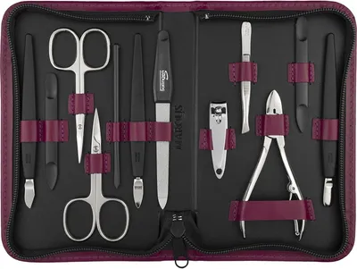 Produktbild von marQus Solingen Maniküre-Set 12-teilig – Echt-Leder-Etui – Fuchsia