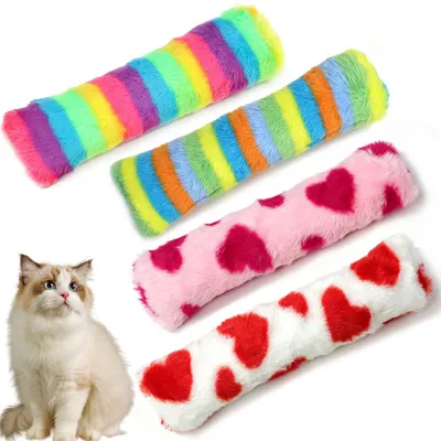 Katzenspielzeug mit Katzenminze, 4 Stück, Plüsch, bunt