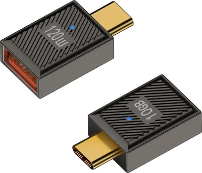 Produktbild von INF USB A Buchse auf USB C Stecker Adapter 120W - Zinklegierung, 2 Stück